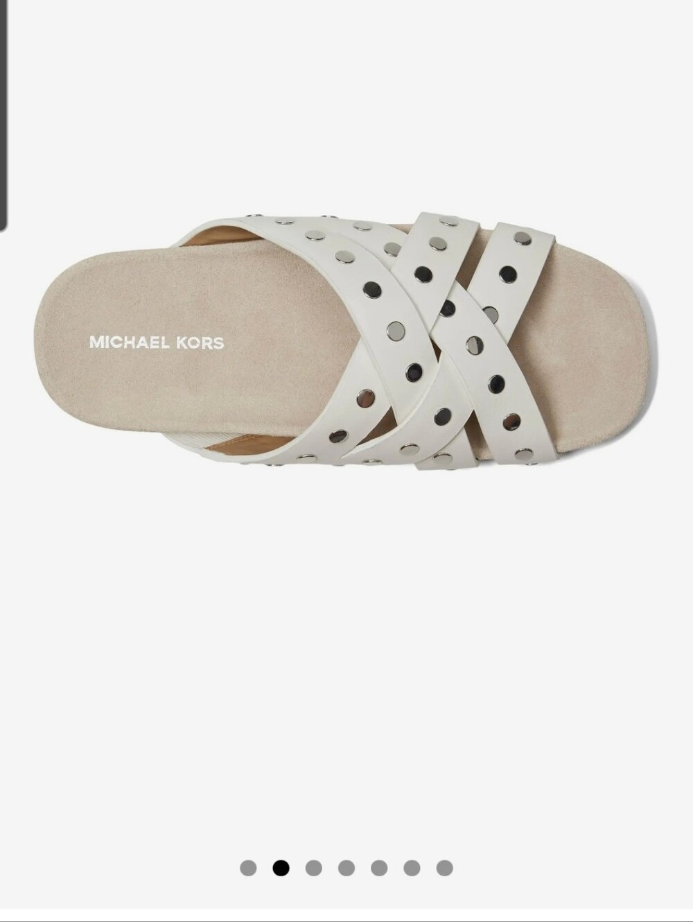 NWT Michael Kors Ivory Crisscross Stud Slide Sandals - Picture 2 of 9